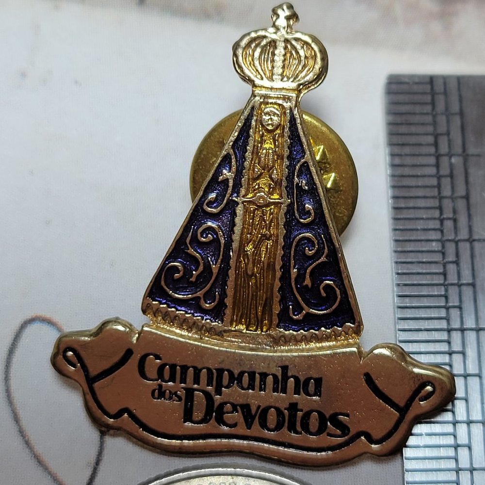 Campanha dos Devotos Gold Tone Catholic Religious Our Lady Madonna Tack Pin